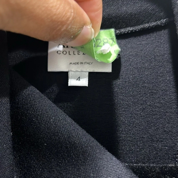 Armani Collezioni Long Sleeve Half Zip Drape Front Black Mid Dress Sz 4 - Picture 5 of 7